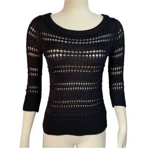 WHBM Black Open Knit Sweater Sz S